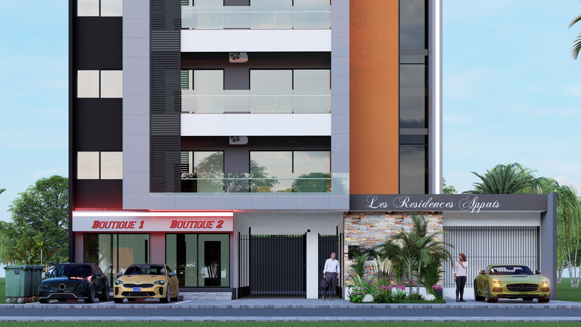 Façade, ciel bleu